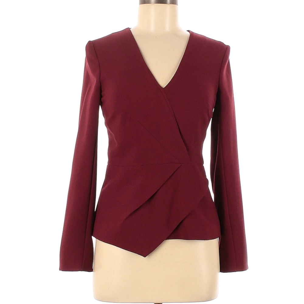 Red Long Sleeve the Fold Top